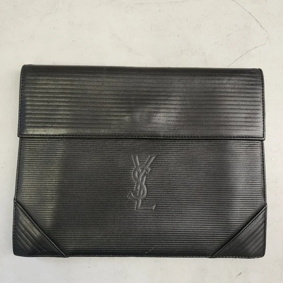 Authentic Black Leather Vintage YSL clutch With Digital COA - Picture 12 of 12